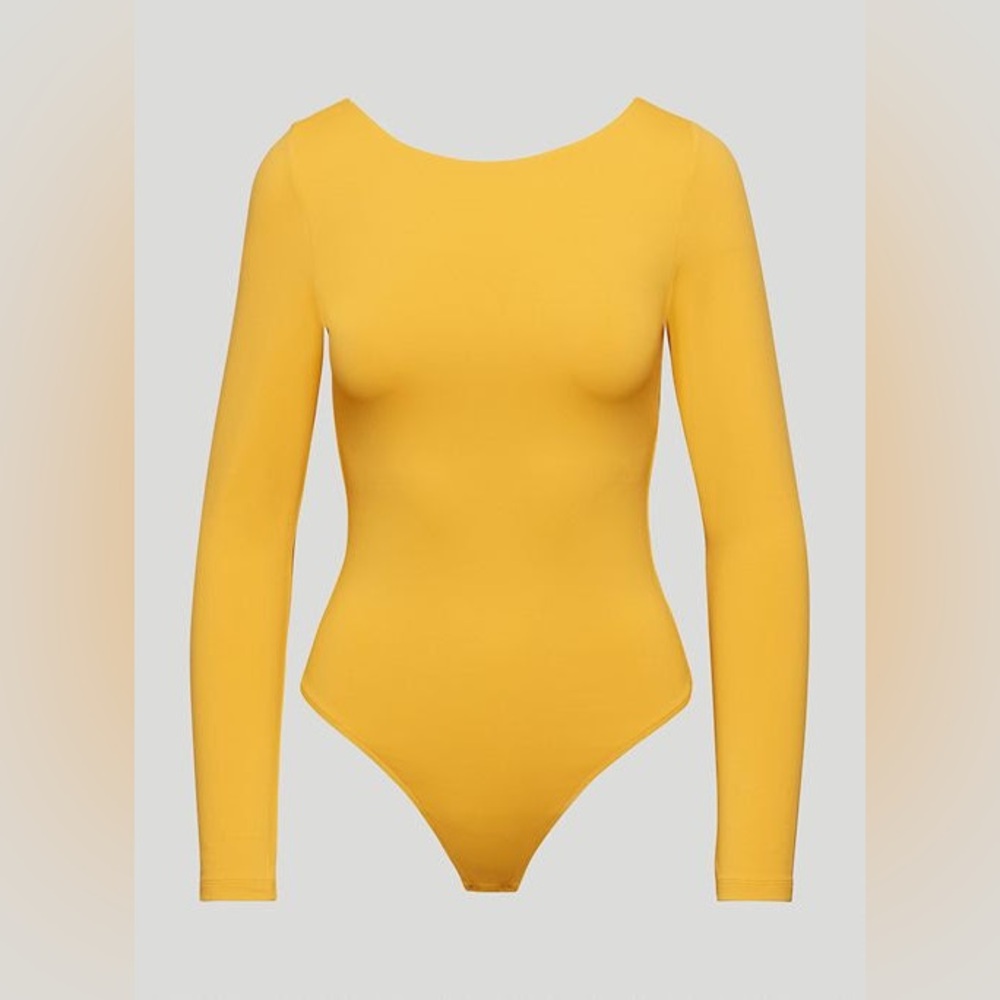 Babaton Contour Boatneck Bodysuit in Sumac Yellow